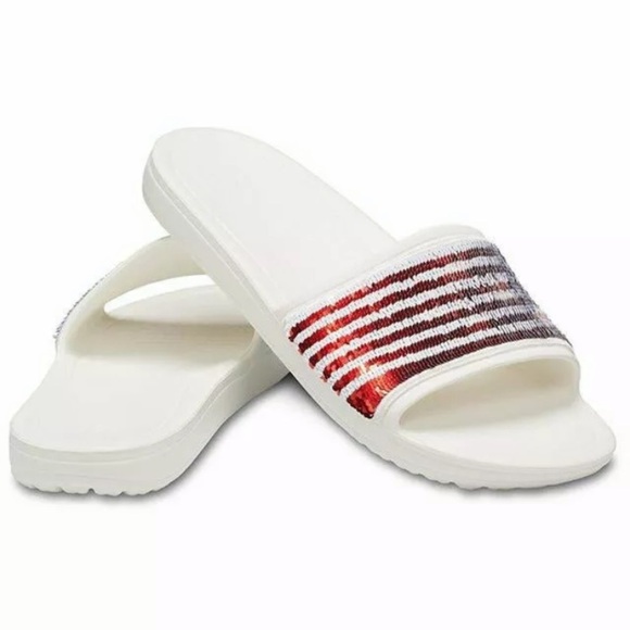 CROCS USA Sequin Slides NWT - Picture 2 of 11